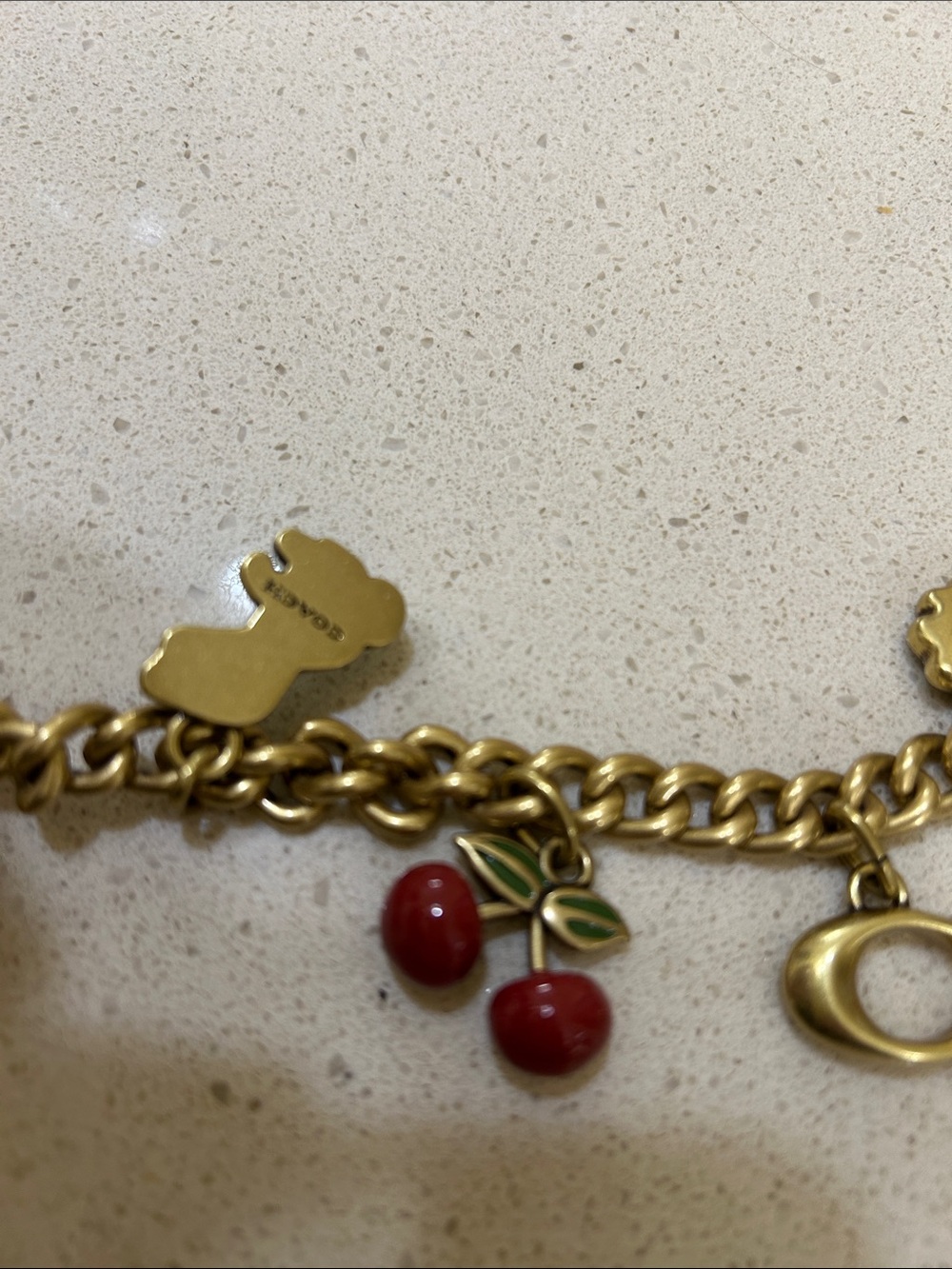 Coach Gold-Tone Charm Bag chain with Red, Green, Purple Enamel Accents - Picture 8 of 10